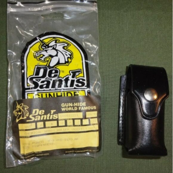 DeSantis BLACK LEATHER DUTY SERVICE CHEMICAL PEPPER SPRAY POUCH HOLSTER 5" X 2" - Picture 1 of 10